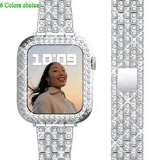 Women iWatch Band Strap+Bling Diamond Case For Apple Watch