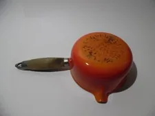 Vintage Le Creuset Cast Iron #14 Sauce Pan Flame Orange Used