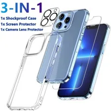 For iPhone 17 16 15 14 13 Pro Max Shockproof Case &Screen