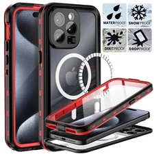 For iPhone 15 Pro Max 15 Plus Waterproof Case W Magsafe